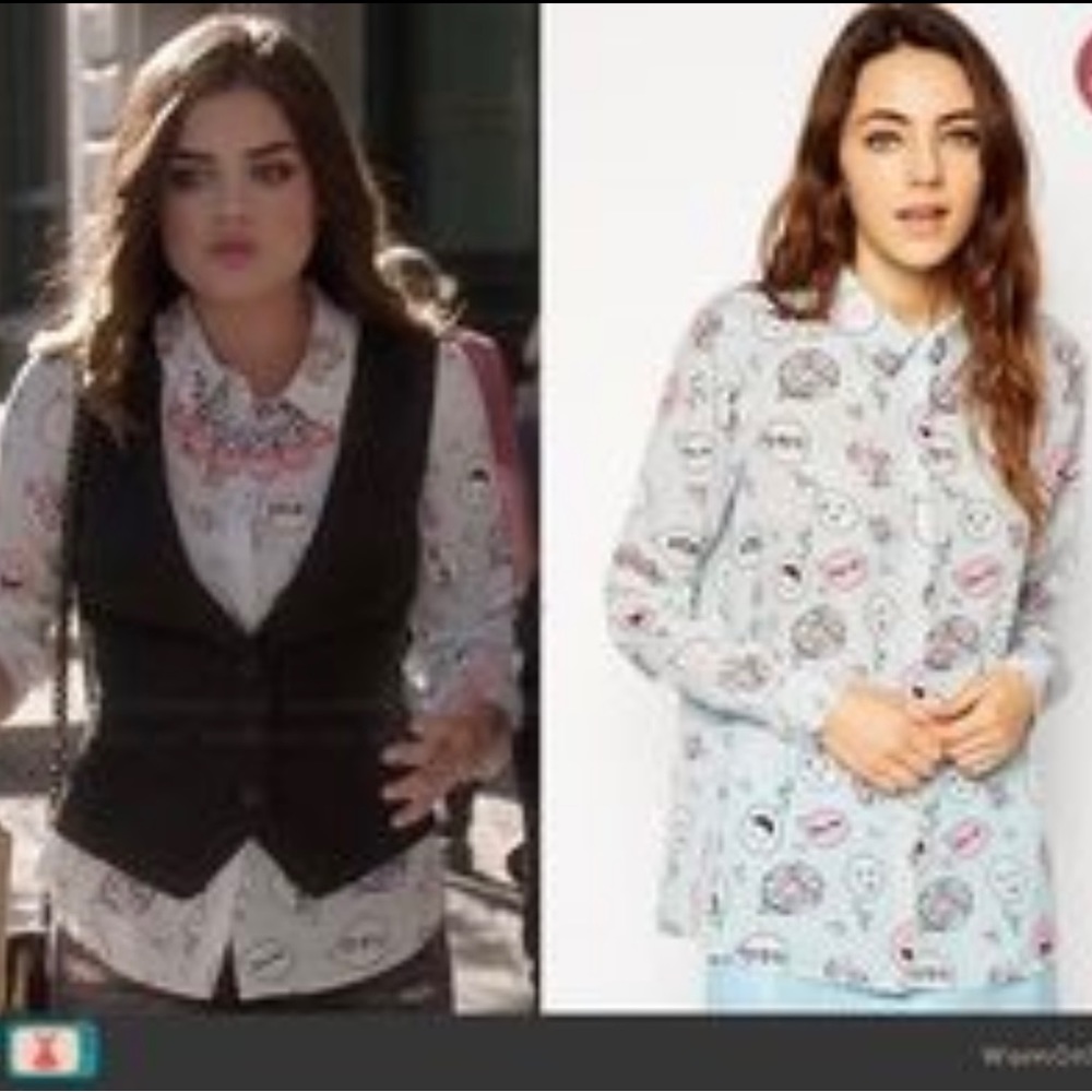 ASO Aria Montgomery Pretty Little Liars digital print jeans and tulip vest